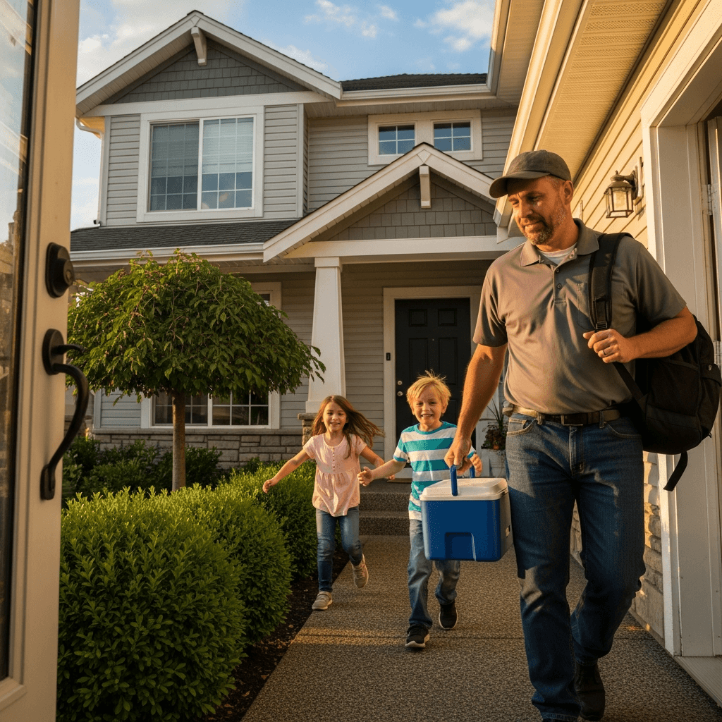 Driver coming home to his child