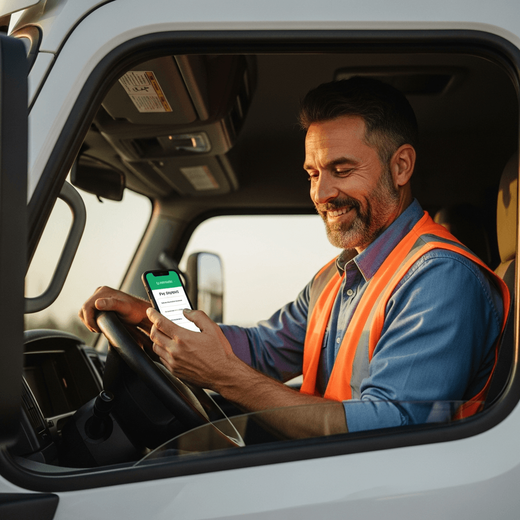 Driver checking weekly deposit