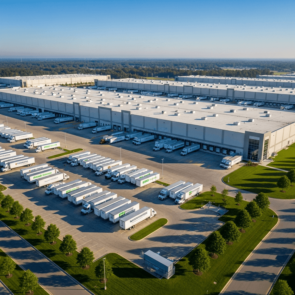 Aerial view of distribution center